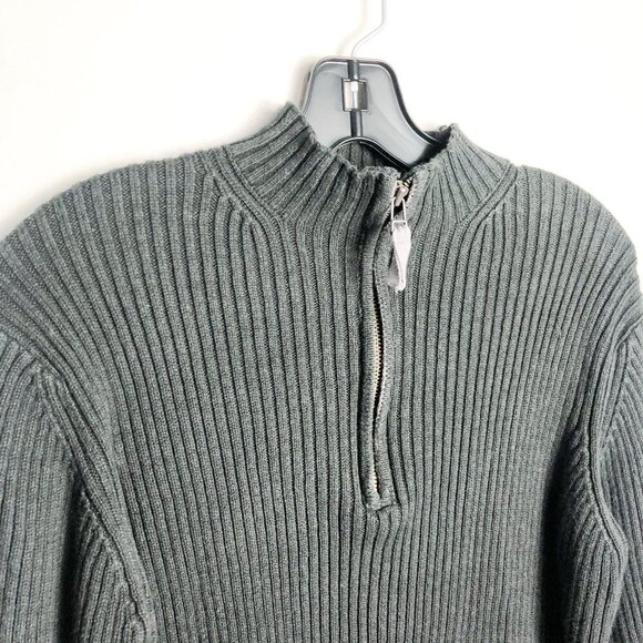 Woolrich Chunky Ribbed Knit Quarter Zip Pullover Womens XL black - Picture 6 of 11